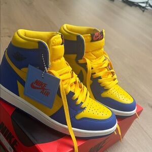 Nike Air High-Top Sneakers in Yellow and Blue